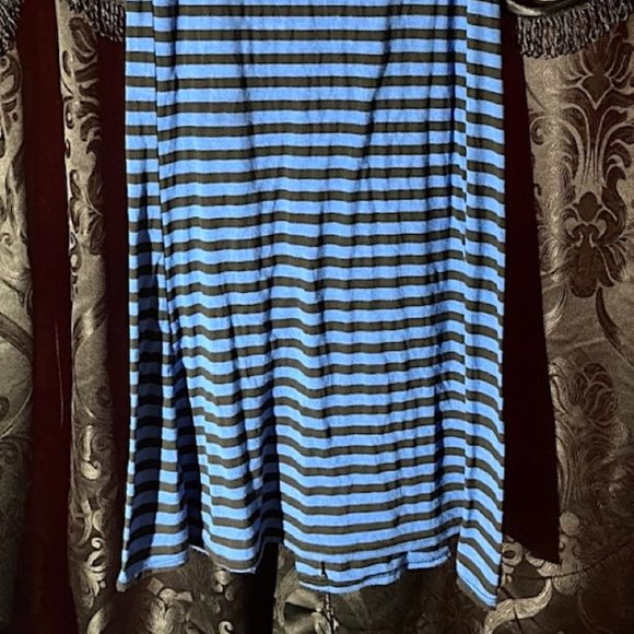 HOT GAL BLUE AND BLACK STRIPED STRAPLESS DRESS / SKIRT XL - Picture 2 of 4
